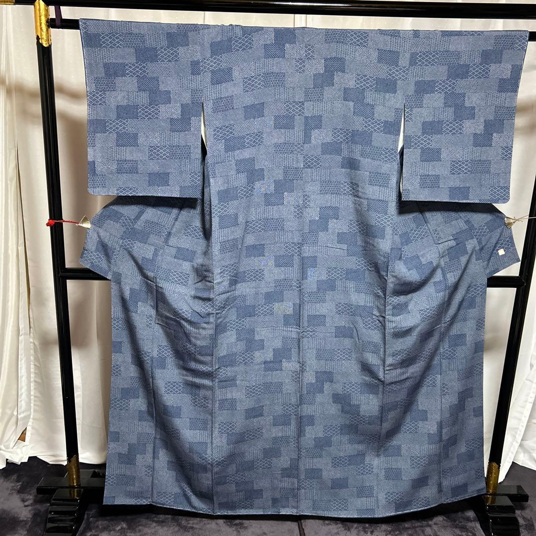 新品　美品　袷　正絹　作家　やまと　江戸小紋　寄せ小紋　フルセット