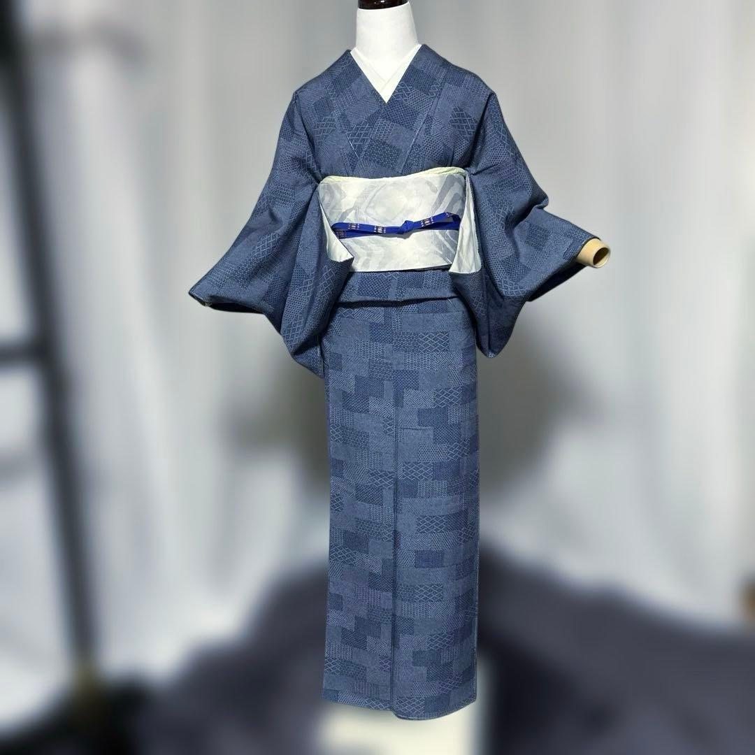 新品　美品　袷　正絹　作家　やまと　江戸小紋　寄せ小紋　フルセット