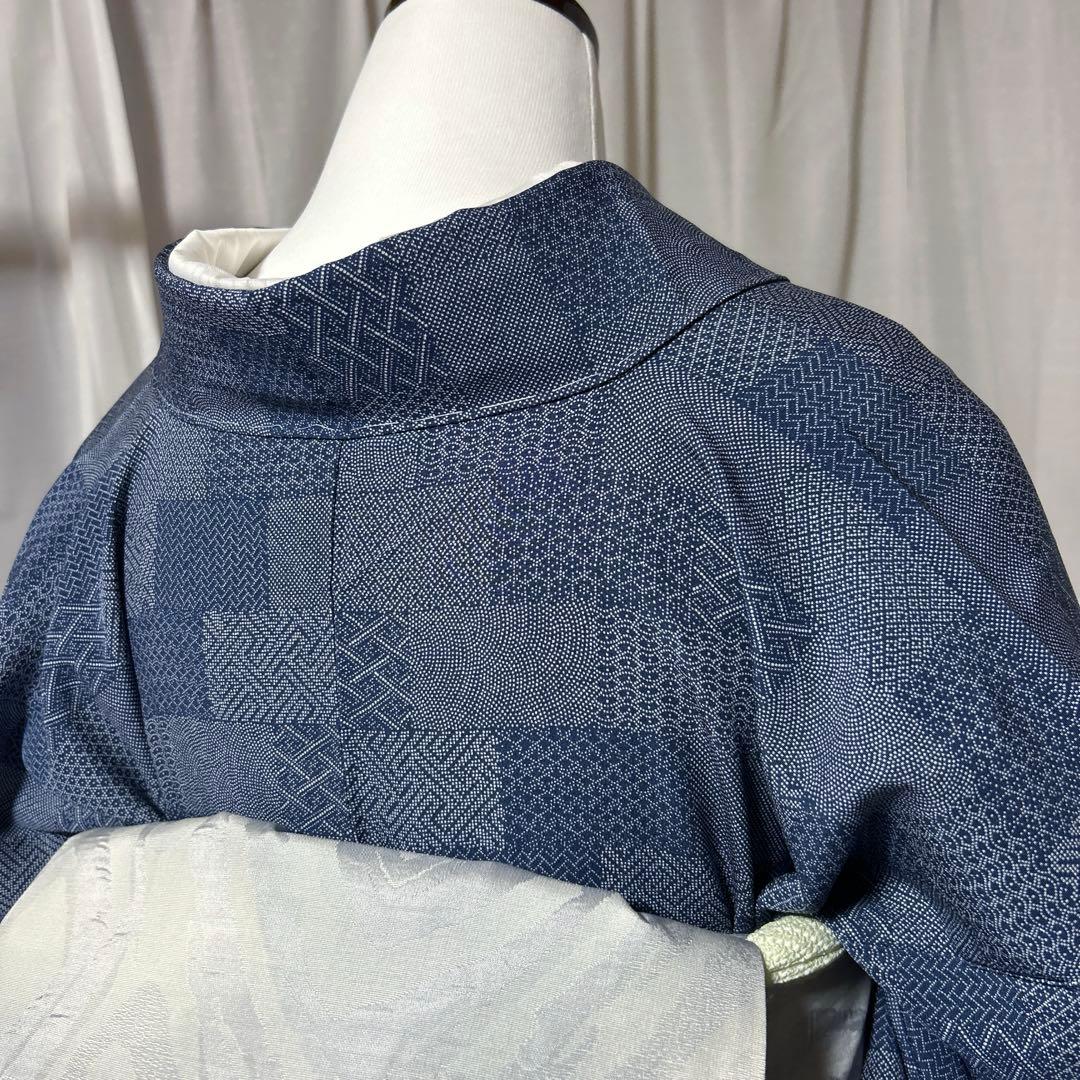 新品　美品　袷　正絹　作家　やまと　江戸小紋　寄せ小紋　フルセット