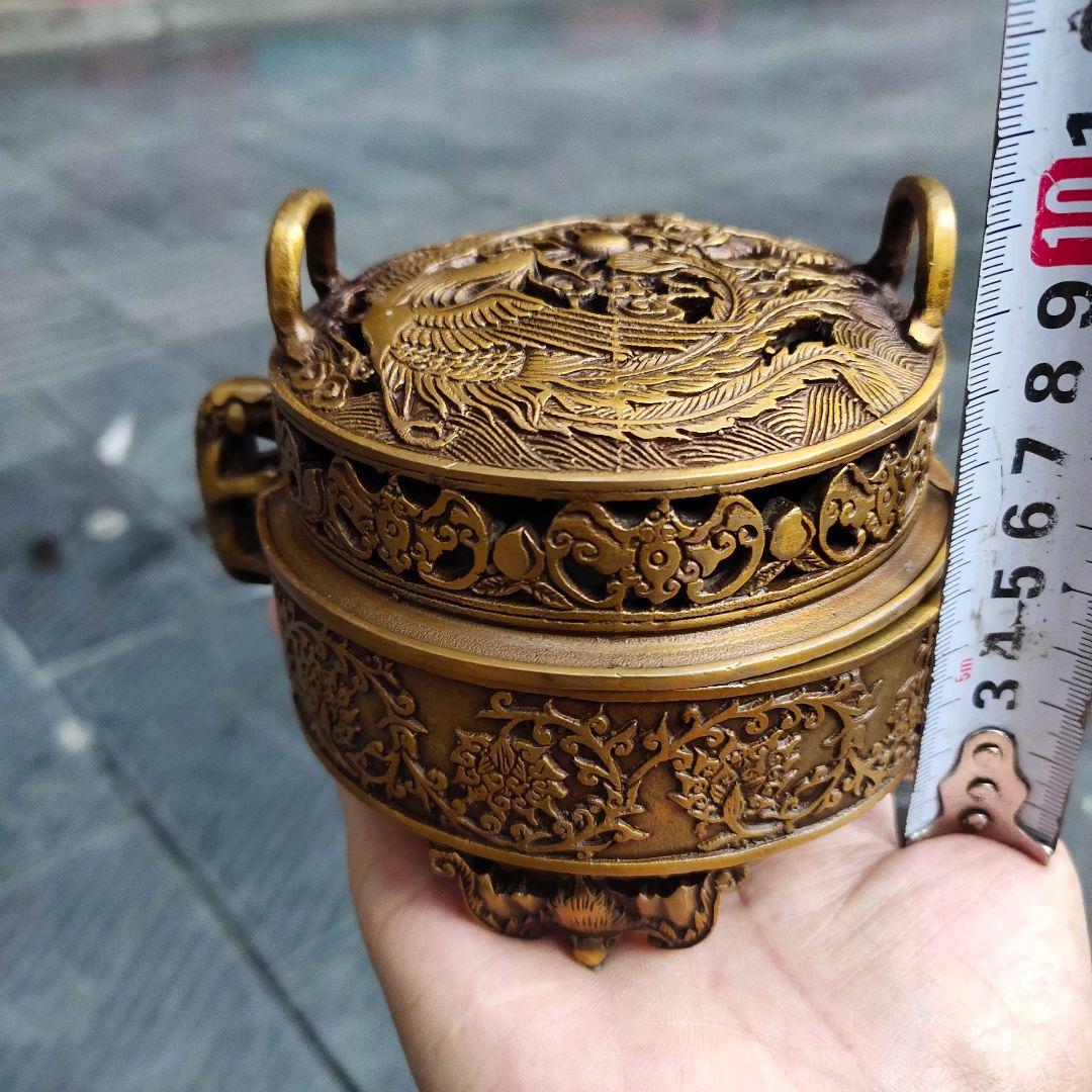 銅器 龍鳳薫香炉 美術品 置物