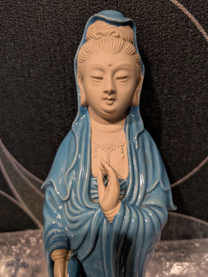 九谷焼　観世音菩薩像　観音様　仏像　浄瓶観音菩薩　骨董美術　置物