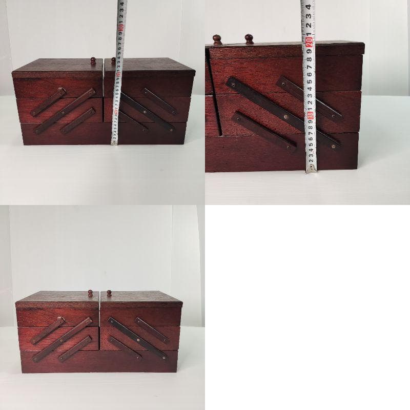 裁縫箱 ソーイングボックス 木製 脚付き 折り畳み 手芸 レトロ ビンテージ