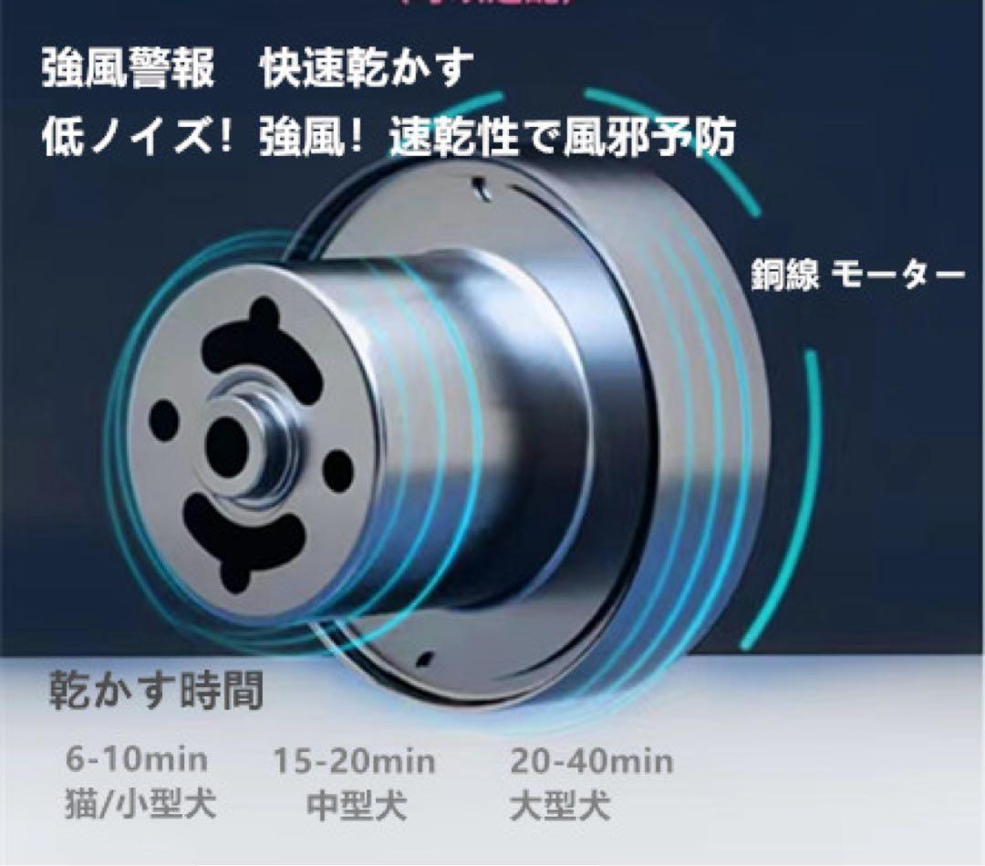 ペットドライヤー 大風量 速乾 家庭用 業務用 犬用 猫用 (ブラック)