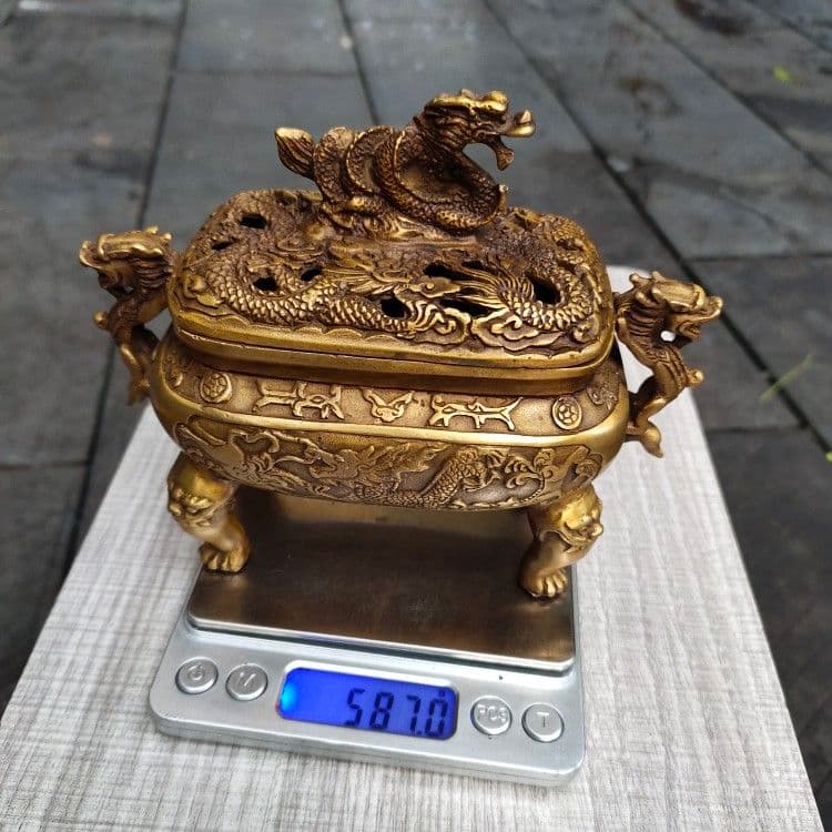 銅器 竜紋香炉 装飾品 工芸品 美術品 置物