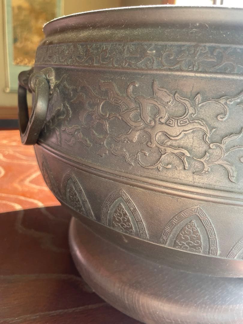 美品　骨董品　100年前　鉄製 火鉢 2個セット　直径30センチ