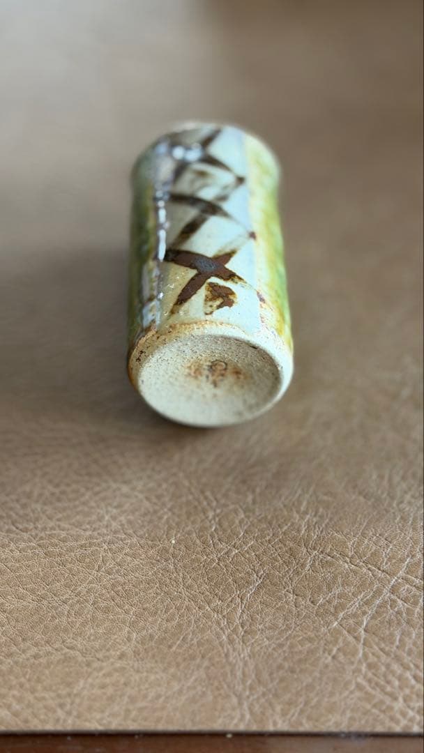 織部焼　緑と白のグラデーション 陶器