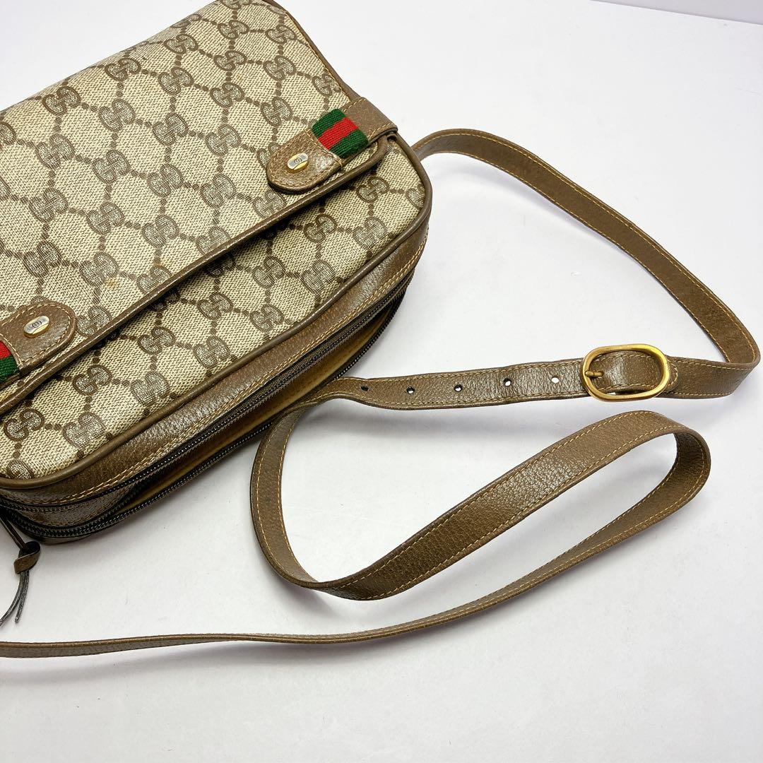 3336◯ GUCCI GGキャンバス ショルダーバッグ シェリーライン