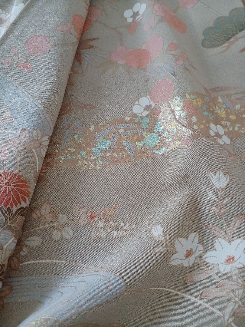 hanahana　 色留袖 一つ紋 正絹 ベージュ 金彩 松竹梅 礼装