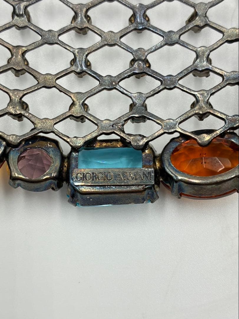 GIORGIO ARMANI ジョルジオ アルマーニ マルチカラー大ぶりブローチ