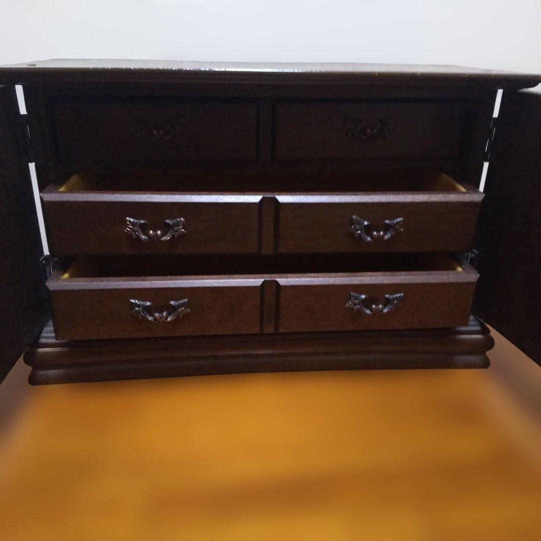 和風木製ミニチェスト小物収納 3 引き出し扉