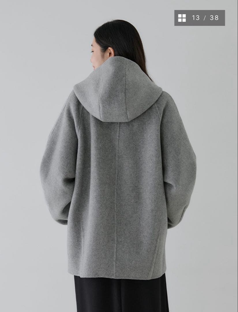 クルーレ crewre リバーフーデッドミドルコート　ライトグレー size1