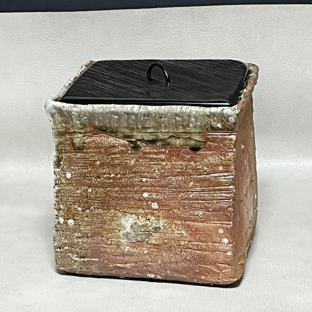 信楽焼 水指 奥田英山 鳥帽子箱水指 共箱 菱形 菱水指 茶道具 【k3583】