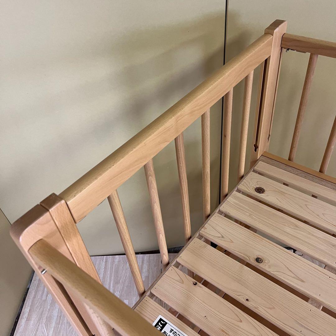 ☆除菌清掃済☆　超美品　日本製　サワベビー　ハイタイプ　すのこ床板　3面スライド