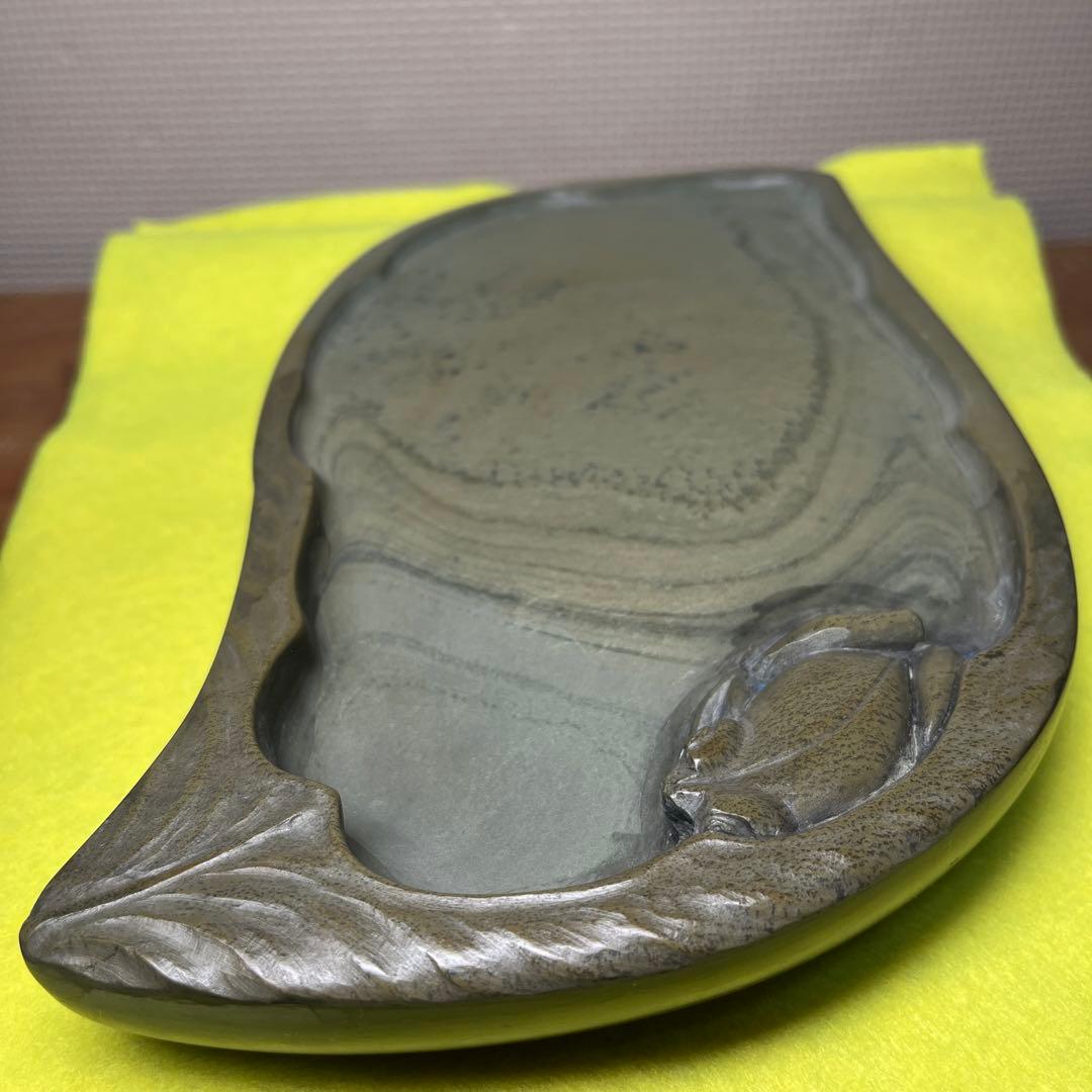 ⭕️宮崎県延岡　相馬羊堂　蛙彫刻硯　紅渓硯　極珍品　21cm超　女性好み