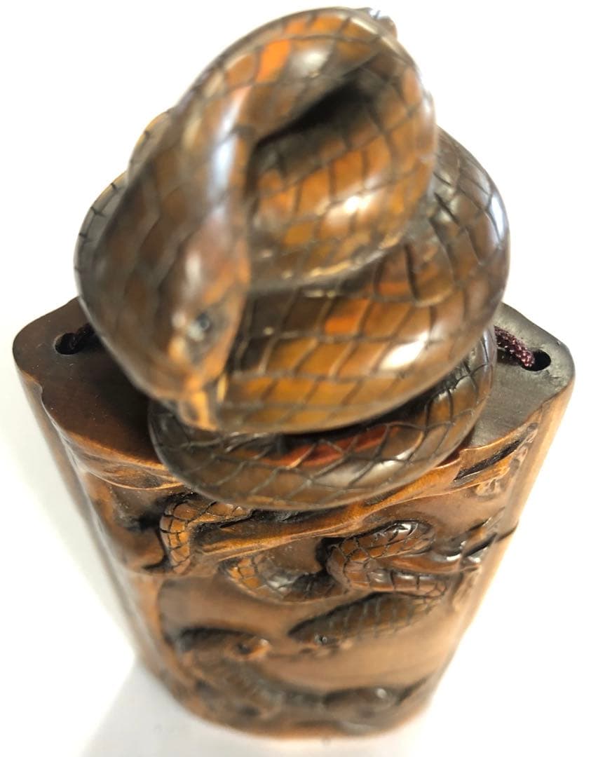 印籠ヘビの図インロ手作りオブジェインテリアアンティーク印籠現品無料発送