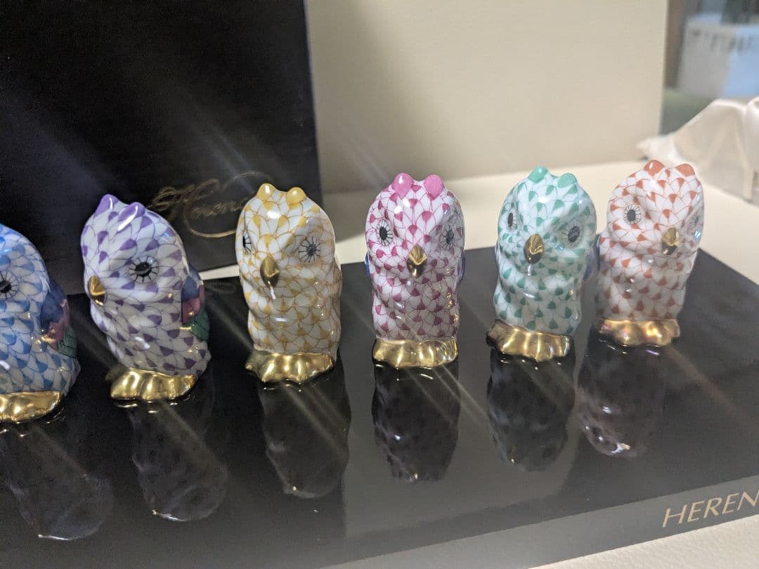 フクロウの陶磁器置物 7個セット