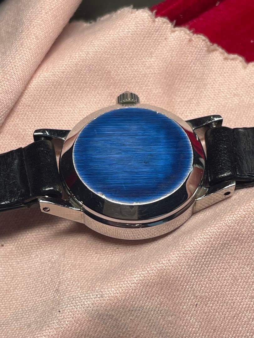 OMEGA 手巻き　正確稼働　オニキスリュウズ　裏蓋シール　純正尾錠・ベルト・箱