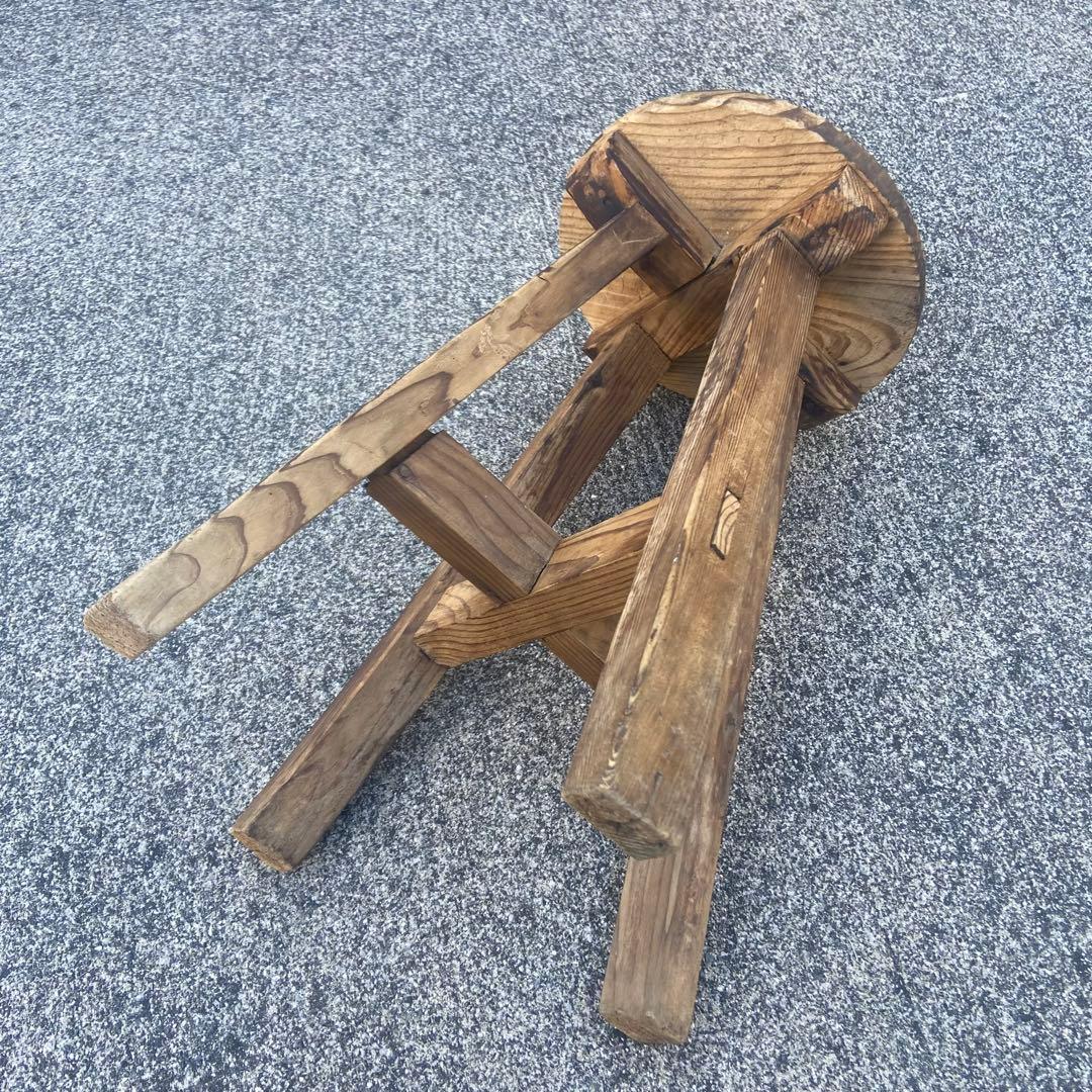 木製椅子　アンティーク　丸椅子　レトロ　スツール