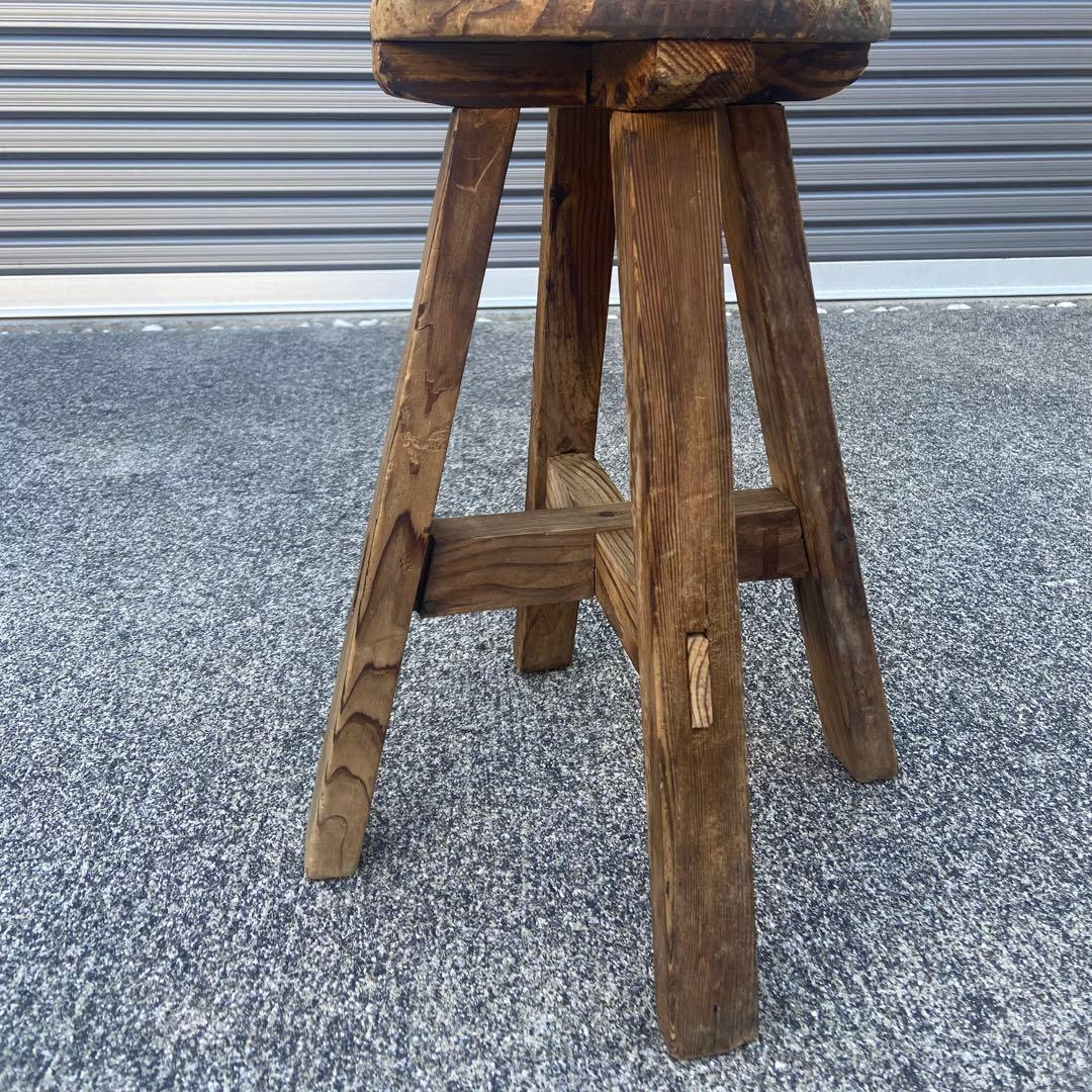 木製椅子　アンティーク　丸椅子　レトロ　スツール