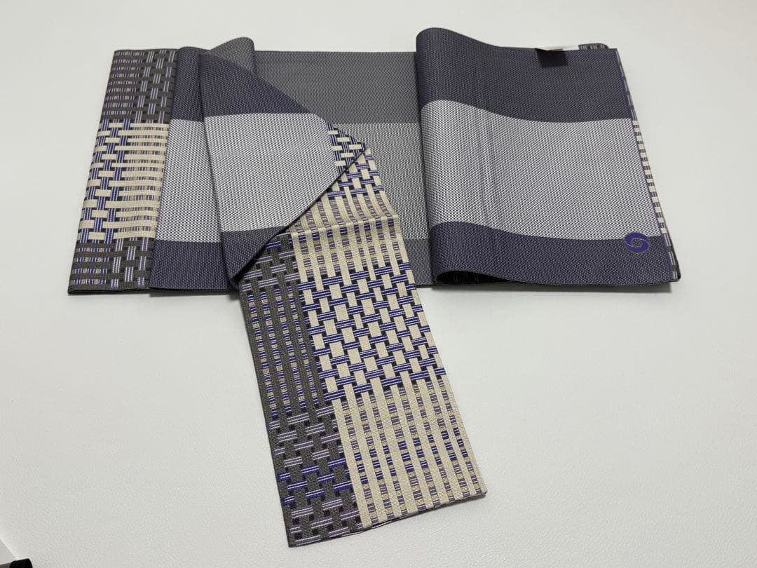 さ*ン様 【新品未使用】 博多織　岡野　千年工房　紋八寸帯　あじろ柄　伝産マーク