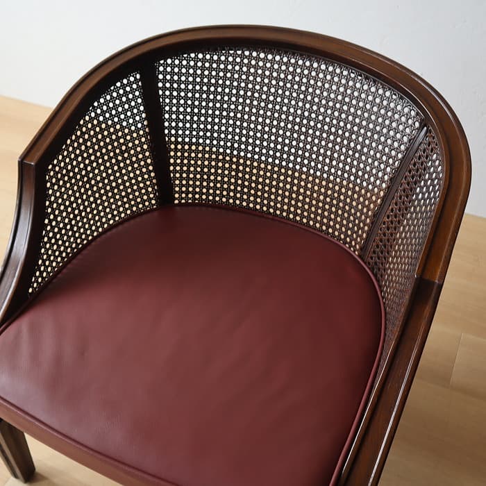 アンティーク カリモク Domani 一人掛け椅子 本革 ナラ材