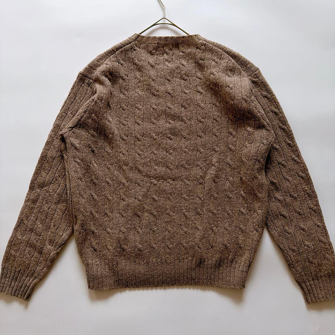 90s ポロバイラルフローレン ウール ケーブルニット ポニー M キャメル