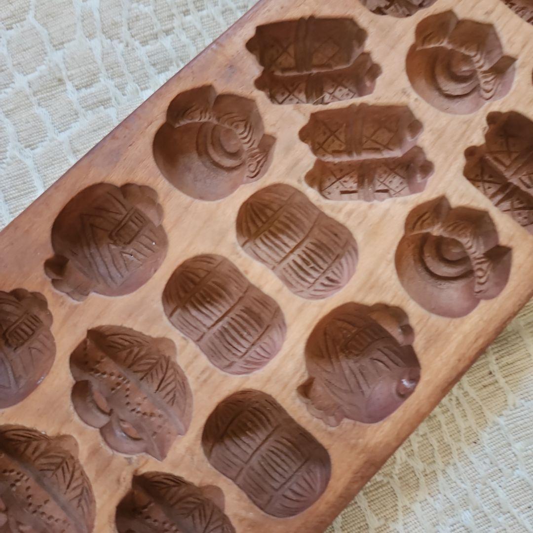 砂*薇様 菓子木型-204　古い 木型 菓子型 和菓子 木製 古道具 古物