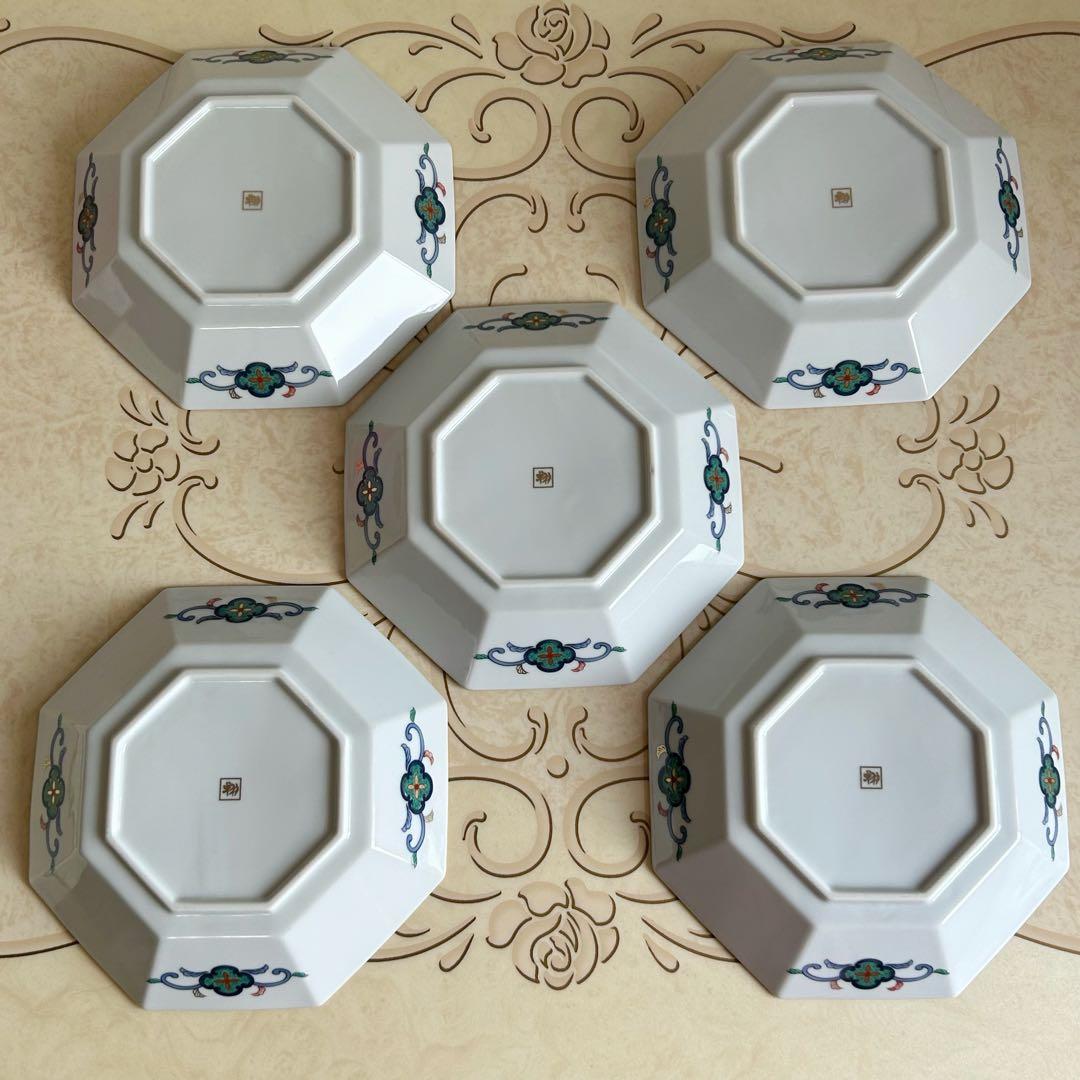 第一陶器　翔山窯　金襴手　八角皿揃　5枚セット　中皿　和皿　金彩古伊万里　色絵