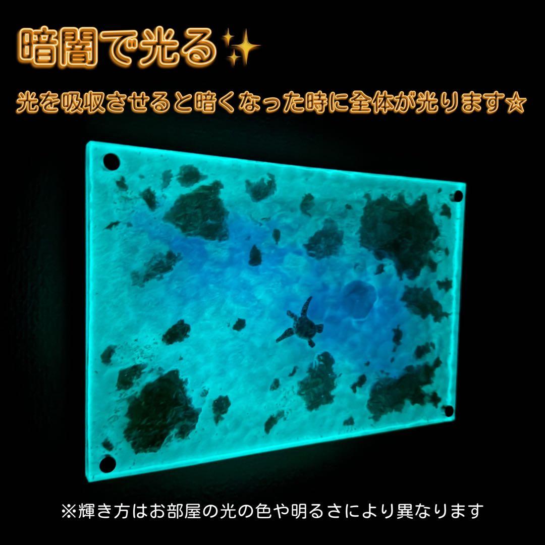 レジンアート オーシャンアート ウミガメ ホヌ 海 レジン アートパネル 壁掛