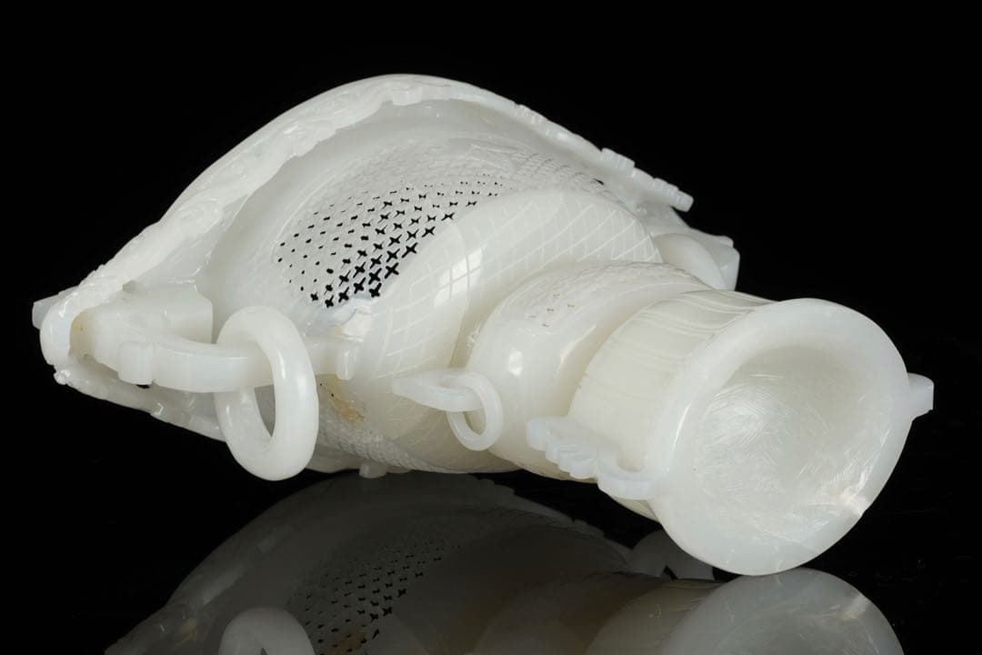 大*発様 中国古玩 白玉石大香炉 龍透彫細密彫刻 高さ36cm 唐物 古美術品