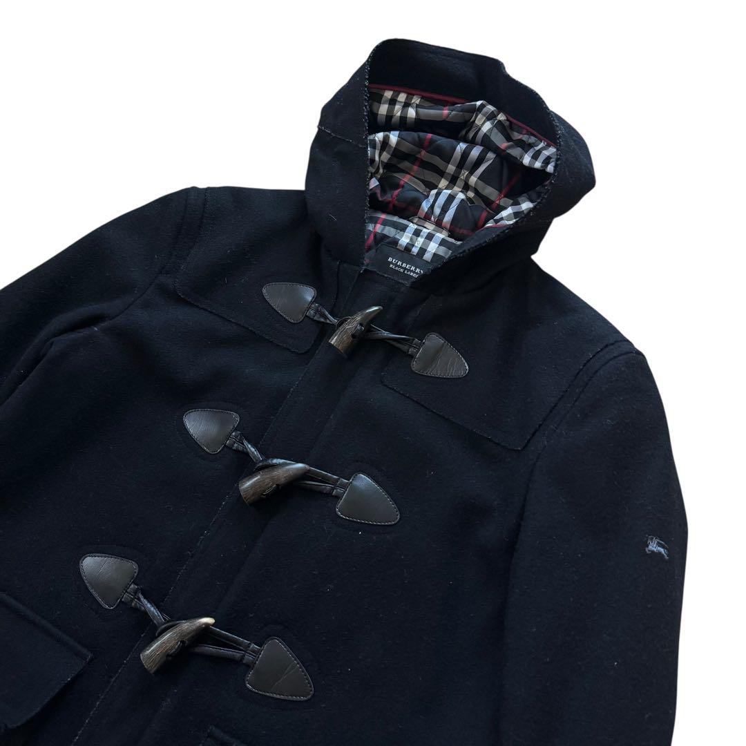 バーバリーブラックレーベル ダッフルコート ノバチェック キルティング 黒 L