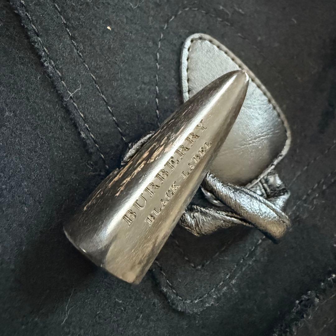 バーバリーブラックレーベル ダッフルコート ノバチェック キルティング 黒 L