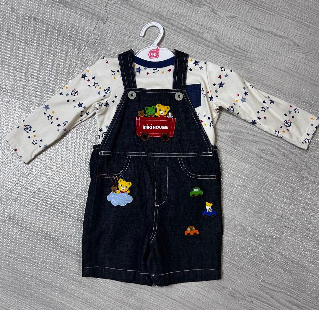 mikiHOUSE デニムオーバーオール　トップス　スタイ3点SETタグ付き