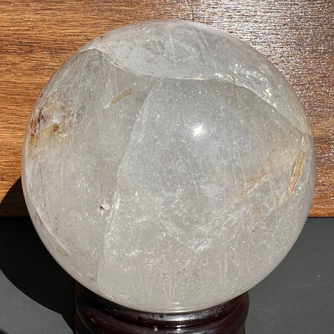 ✳️専用‼️特大 存在際立つ極上丸玉✨虹入り 水晶 丸玉 ルチル 角閃石 天然石