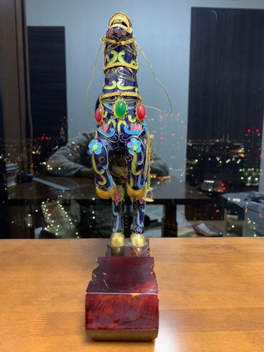 銅七宝 七宝焼 中国骨董 年代不明骨董品　開運馬希少