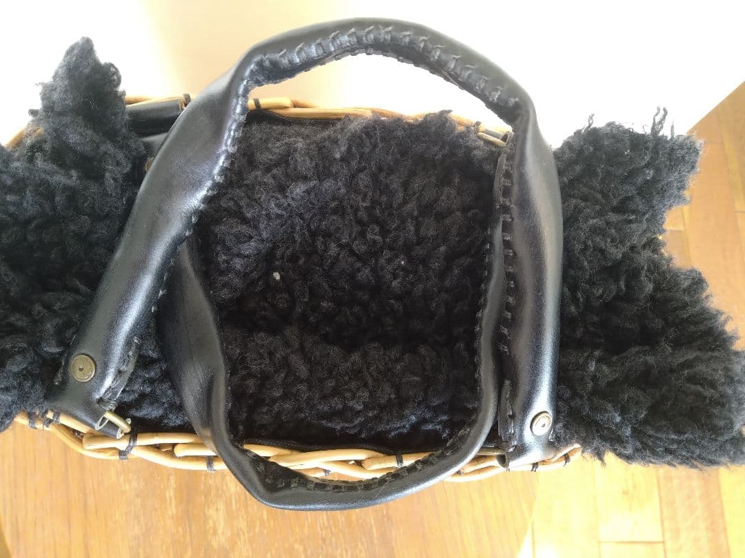 エバゴス　ebagos　籐製ファー付きかごバッグ