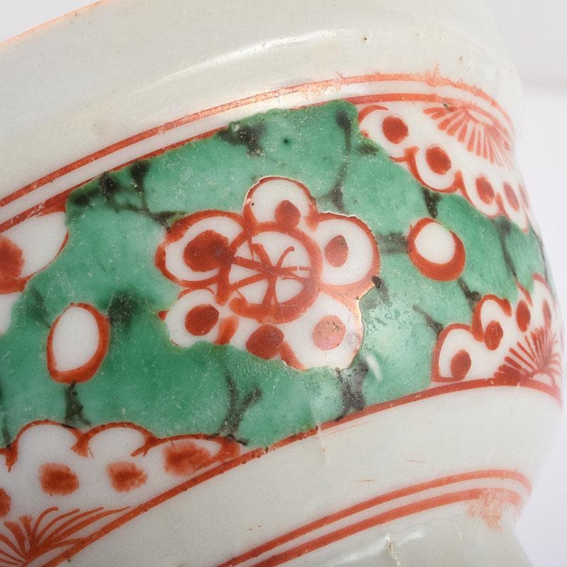 中国　南京赤絵　梅文　煎茶碗　五客　時代箱　V　R9030