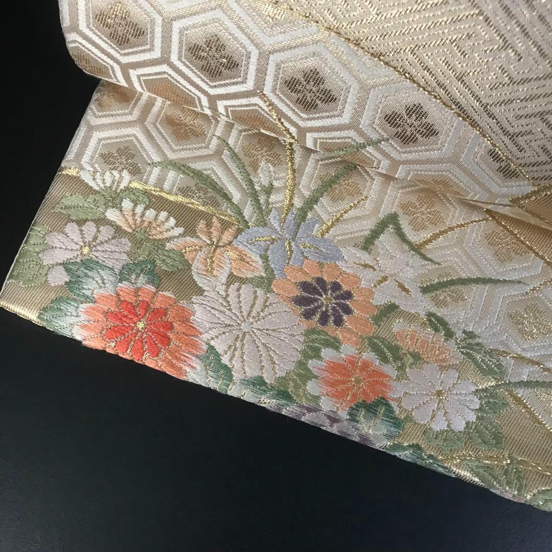 ZF-773 袋帯 本金箔 花小袖 高級 花車 正絹 六通 逸品