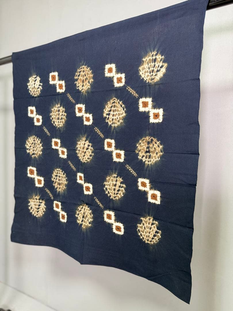 N27 「片野元彦」藍染絞り作家 有松鳴海絞り 天然草木染古布 和装着物