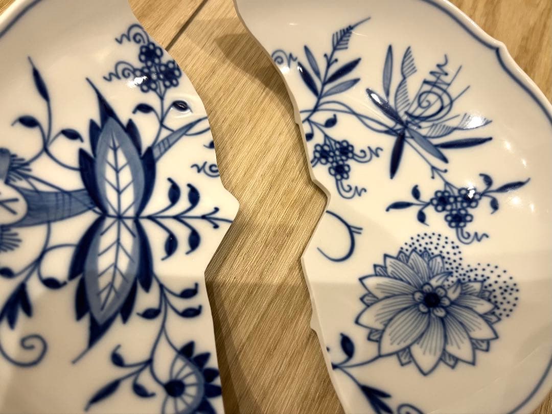 マイセン ブルーオニオンのお皿 割れあり