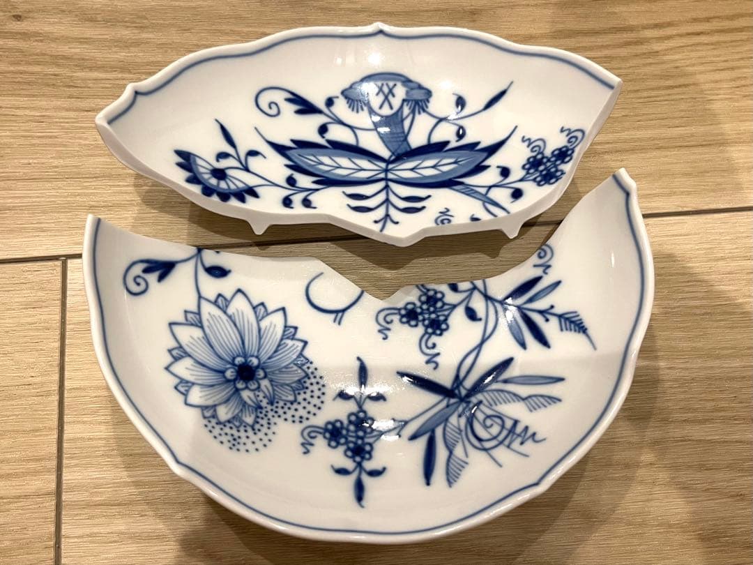 マイセン ブルーオニオンのお皿 割れあり