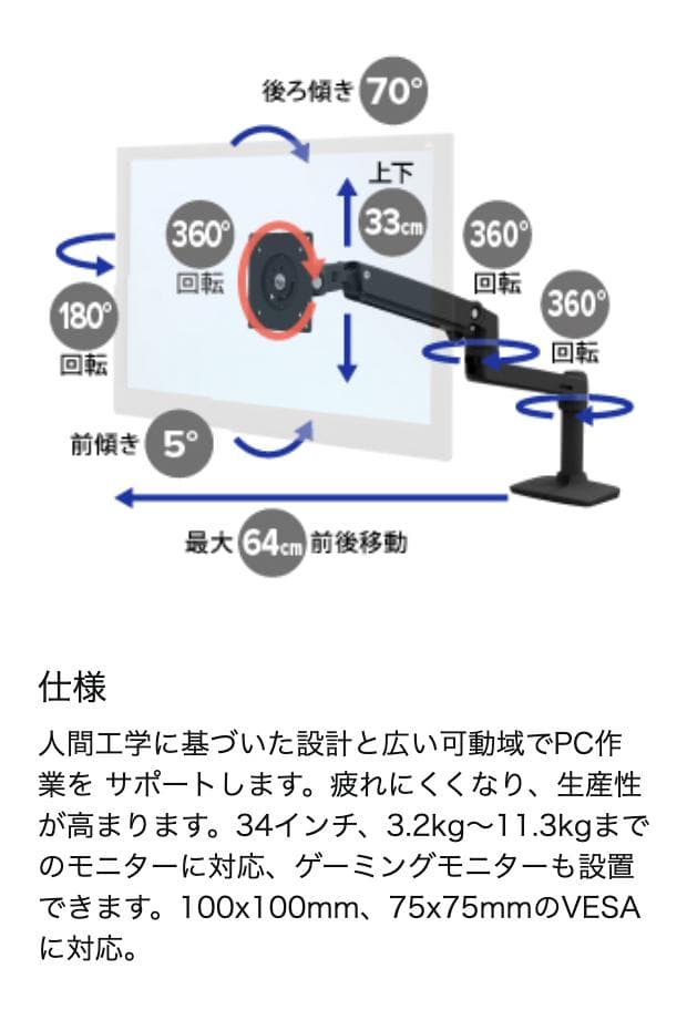 Amazon Basics LX モニターアーム