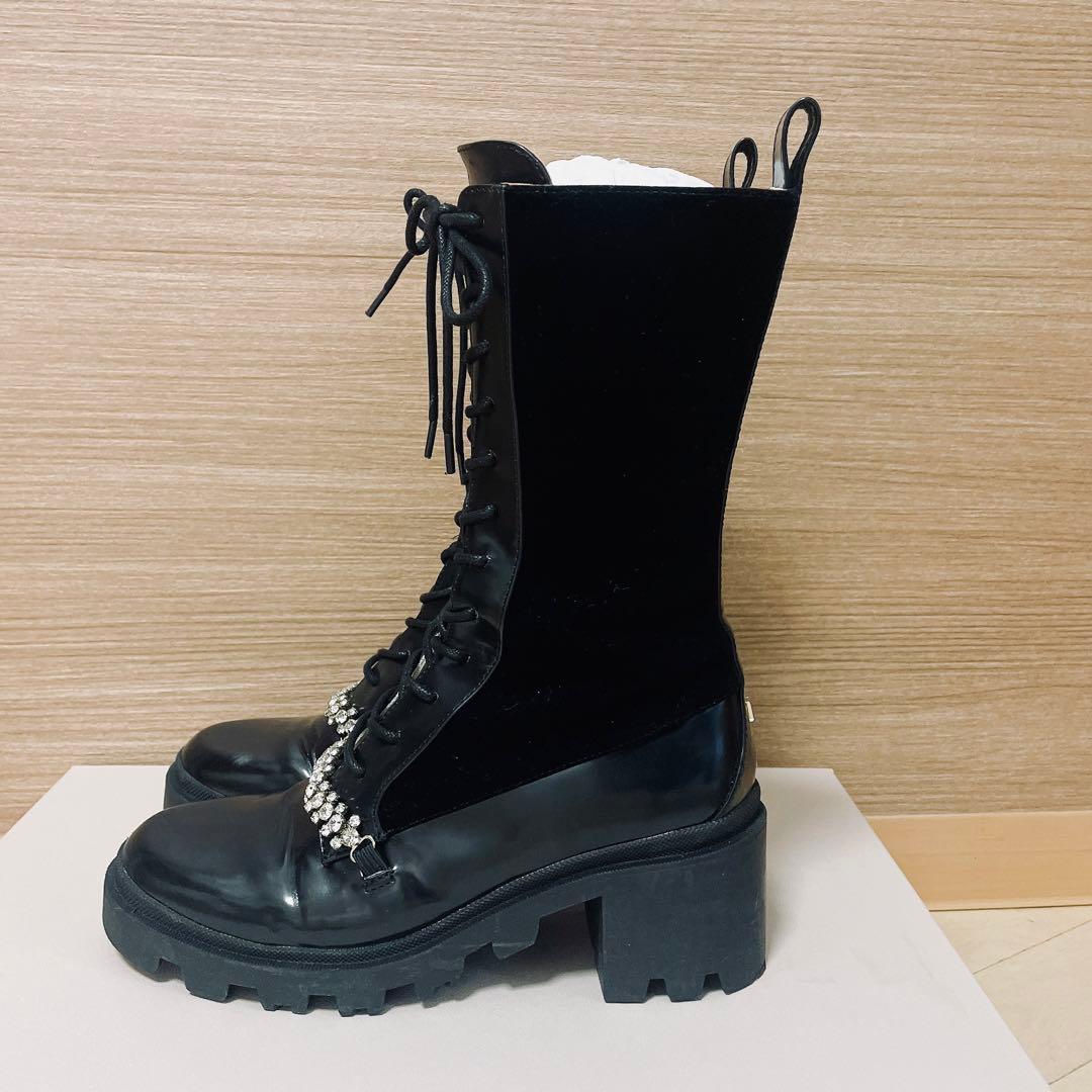 her lip to Crystal Lace-Up Ankle ブーツ