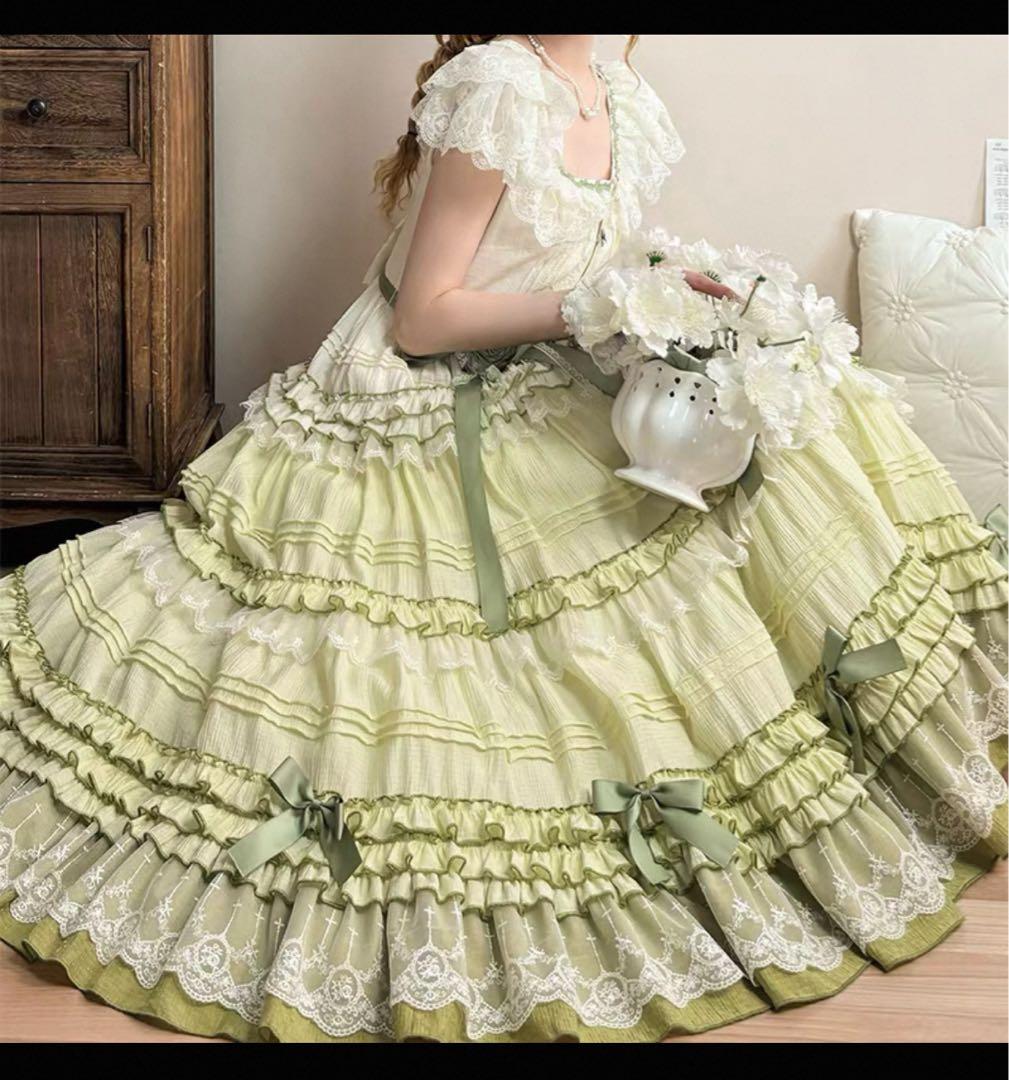 中国ロリータ　ワンピース　緑　Mサイズ