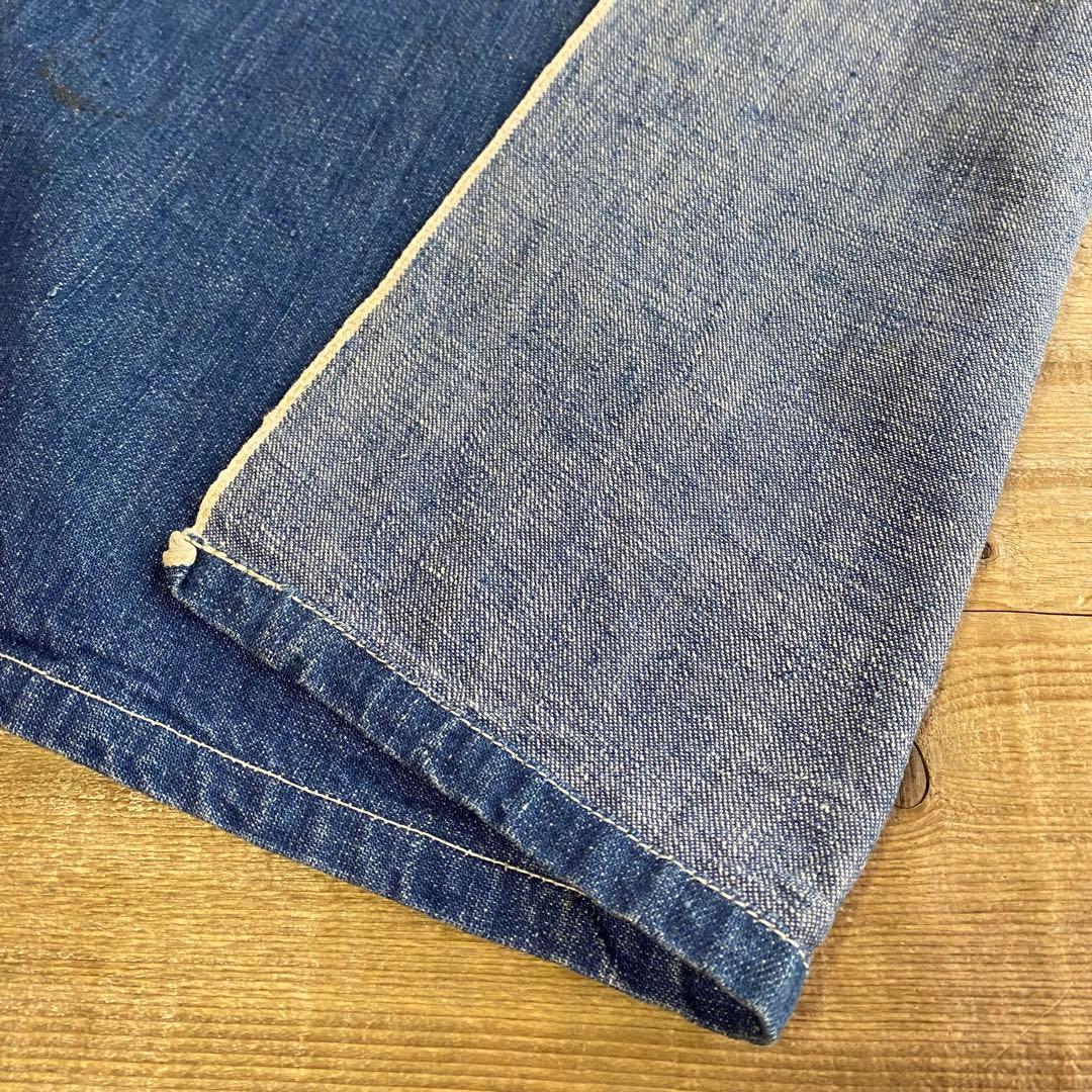 デニムエプロン★ロング耳付き刺繍有り★1940'〜ビンテージUSAアメリカ雑貨