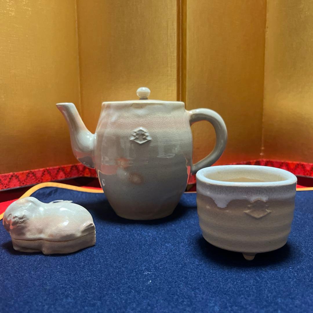 小笠原流煎茶　萩焼　水差し、香炉、香合　セット