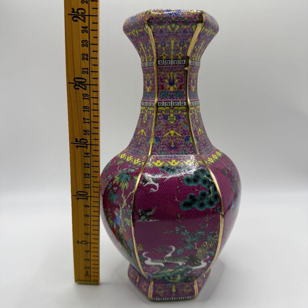 R107 ほうろう彩色 花瓶（かびん）陶磁器 アンティーク