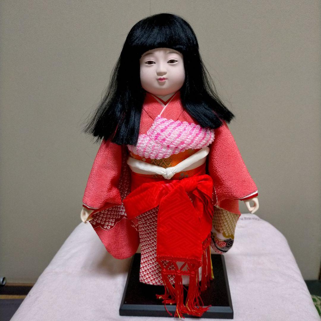 久月の市松人形　女の子　ガラスケース付き