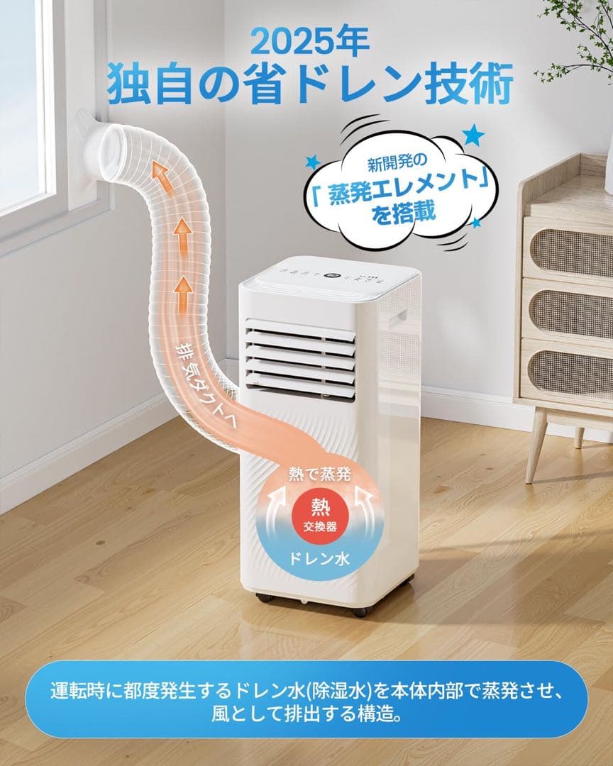 スポットクーラー 移動式 エアコン 8畳 置き型 クーラー ポータブルエアコン③