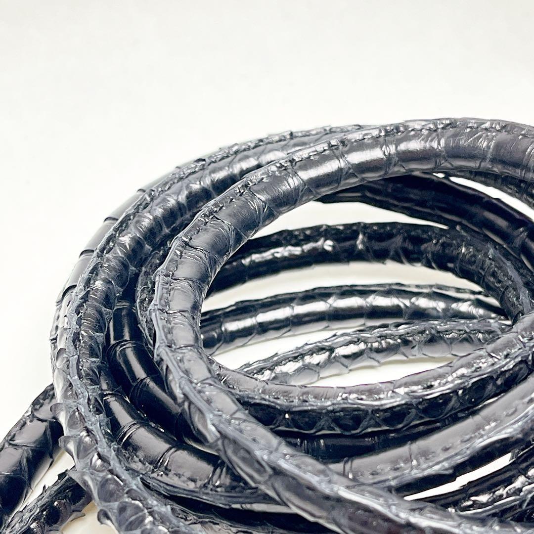 グッチ　ウエストマーク　ロープ　ベルト　ブラック　パイソン